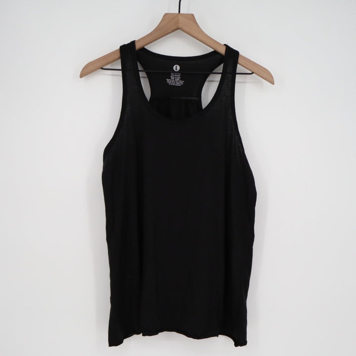 Epic MMA Gear Workout Tank Top Womens Large Black Pleated Racerback Round Neck