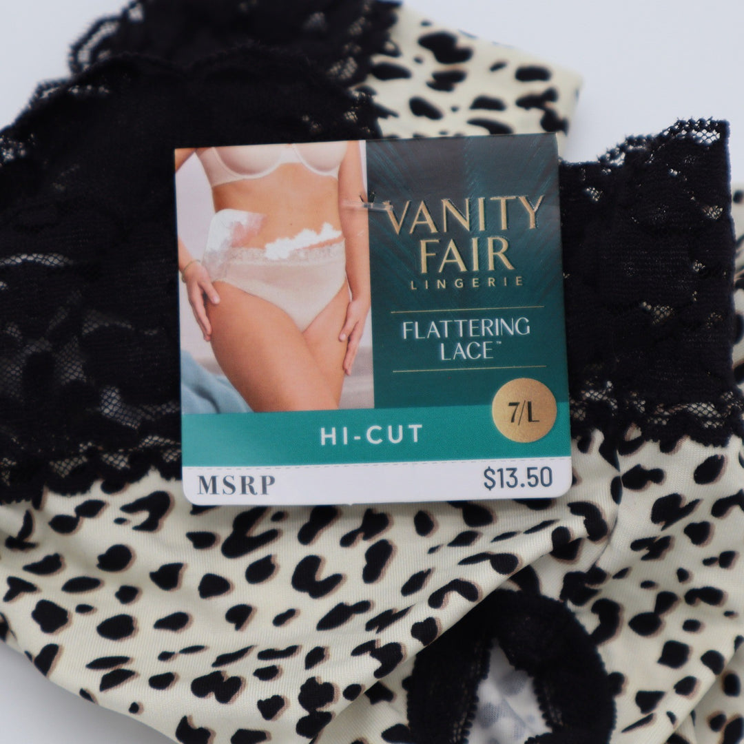 Vanity Fair Flattering Lace Hi-Cut Panty Leopard Print Size 7 L NWT 13280