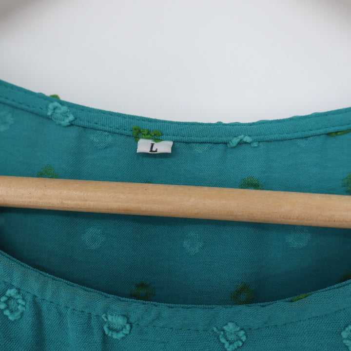 Teal Swiss Dot Sleeveless Tulip Wrap Midi Dress with Tie Waist Large