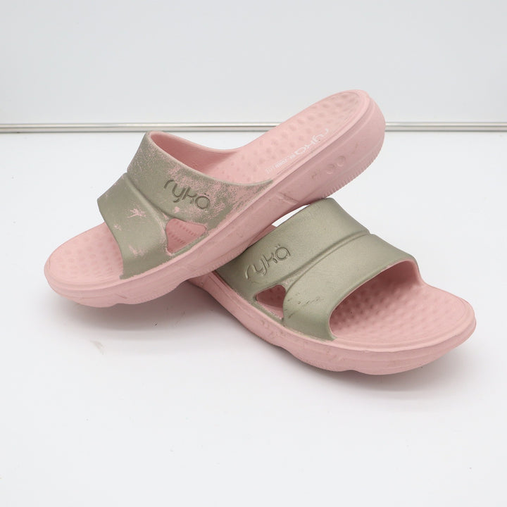 Ryka Restore Slide Sandals Pink Sage Green Re-Zorb Lite Women Size 10