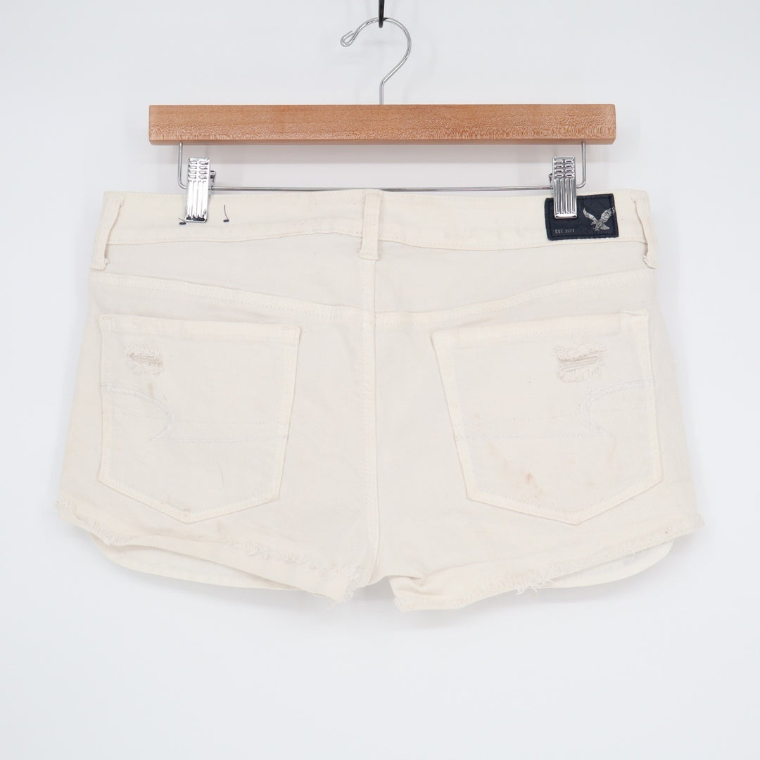 American Eagle Outfitters Shorts Womens 12 White Denim Cotton Stretch Distressed
