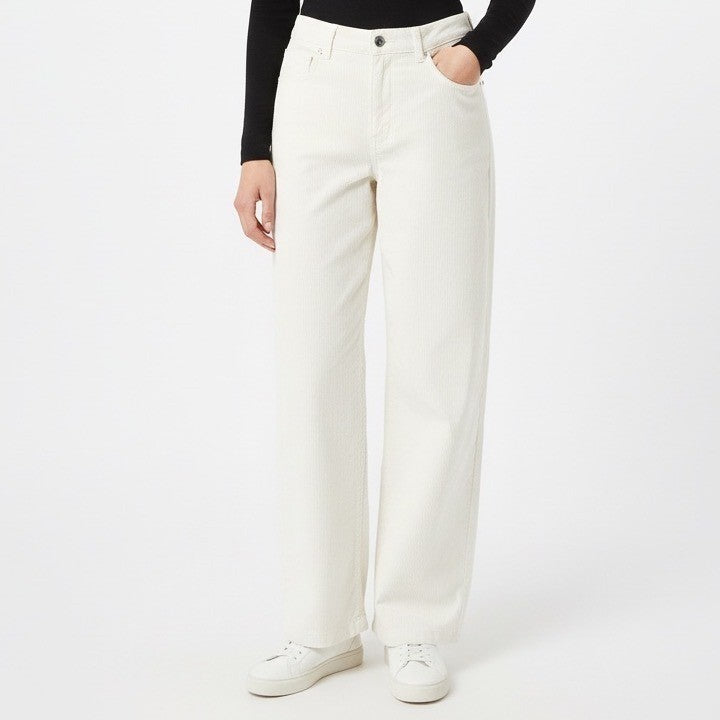Madewell Emmett Corduroy Pants Womens 32 White Cotton Stretch Pockets Wide Leg