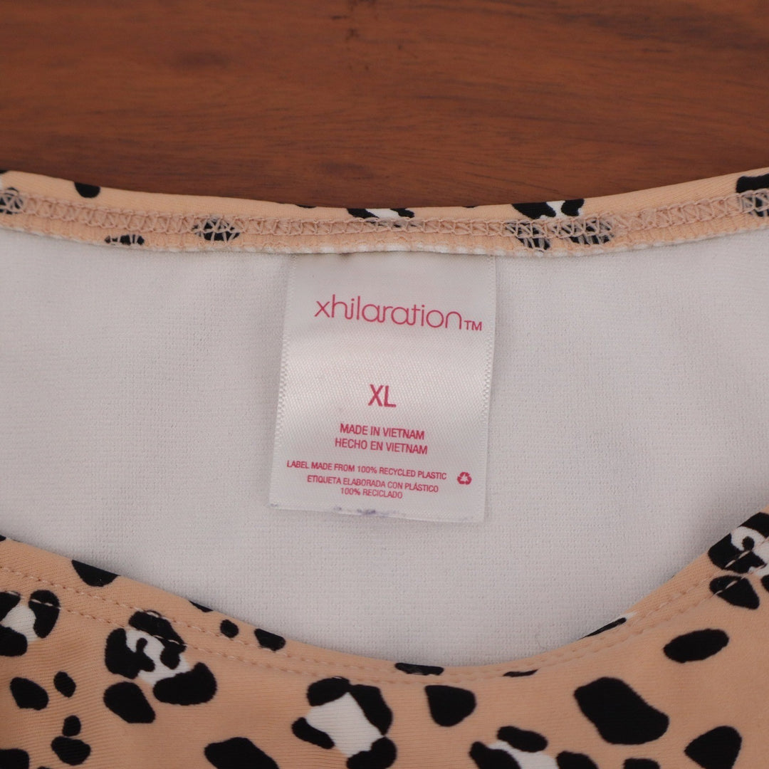 Xhilaration Womens Leopard Print High Leg Bikini Bottom Tan Black XL
