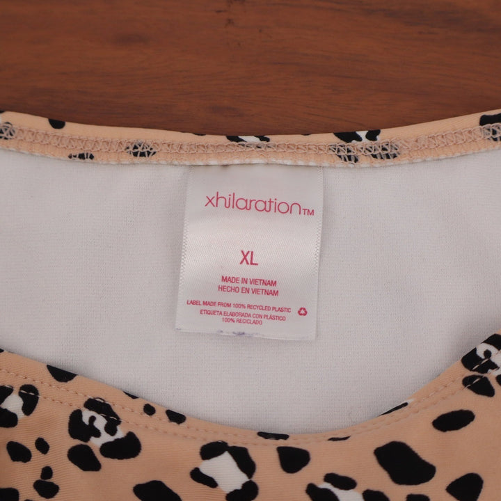 Xhilaration Womens Leopard Print High Leg Bikini Bottom Tan Black XL