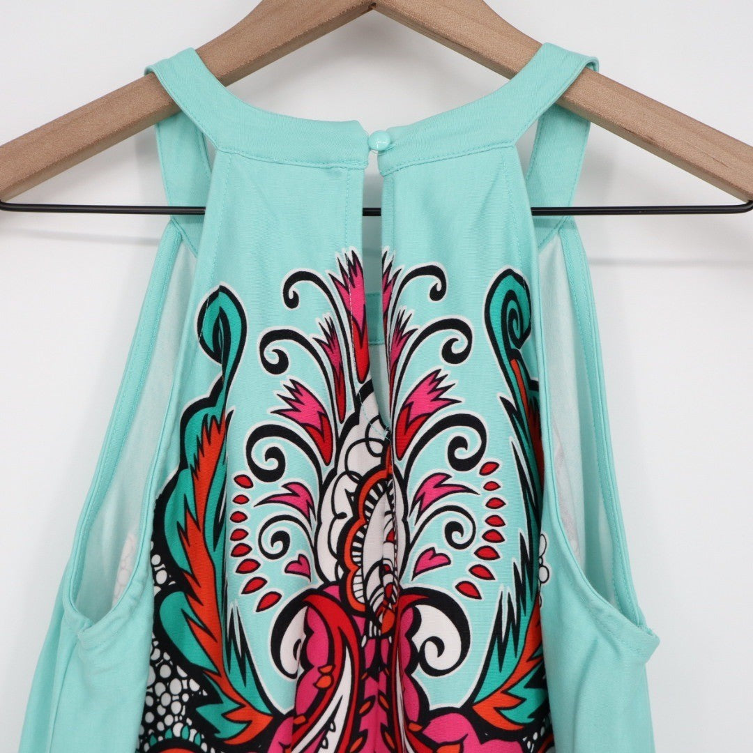 New York Company Teal Paisley Halter Dress Size M
