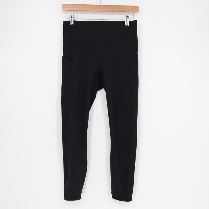 Fabletics Capri Leggings Women Medium Black Stretch Pockets High Rise Skinny Leg