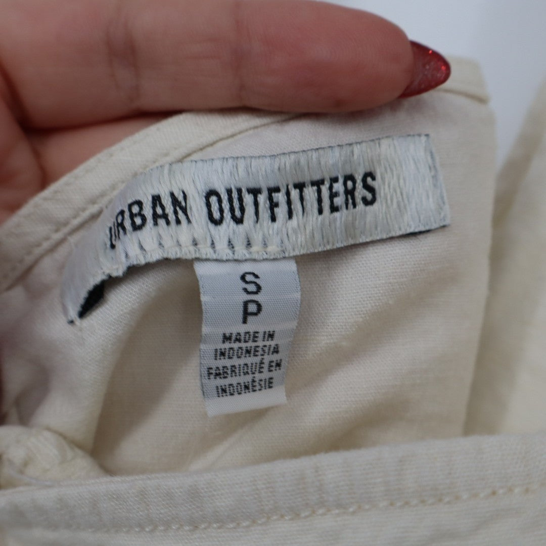 Urban Outfitters UO Sari Vest Women Small Off White Halter Neck Linen Hook & Eye