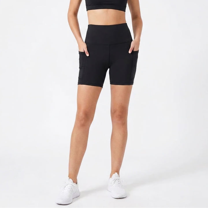 Maacie Womens Black Maternity Biker Shorts High Waist Pockets 2XL SSA076