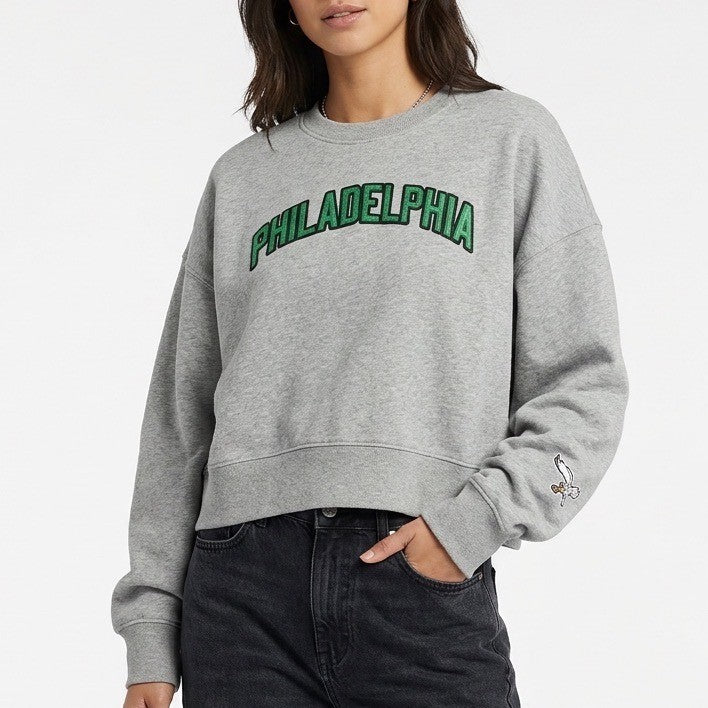 Philadelphia Eagles Sweatshirt Womens Large Gray New Era Long Sleeve Pullover