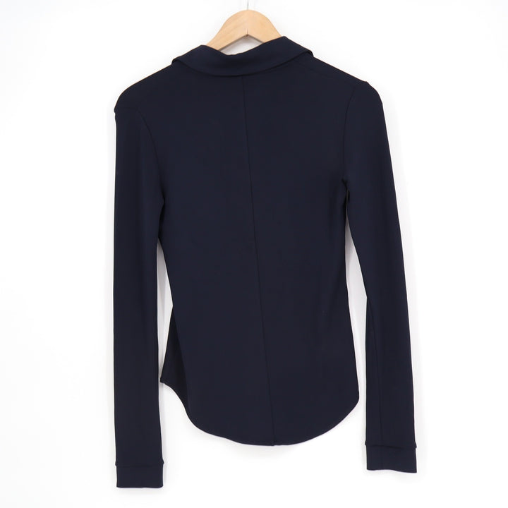 Theory Womens Navy Blue Quarter Zip Long Sleeve Polo Top Size P Petite