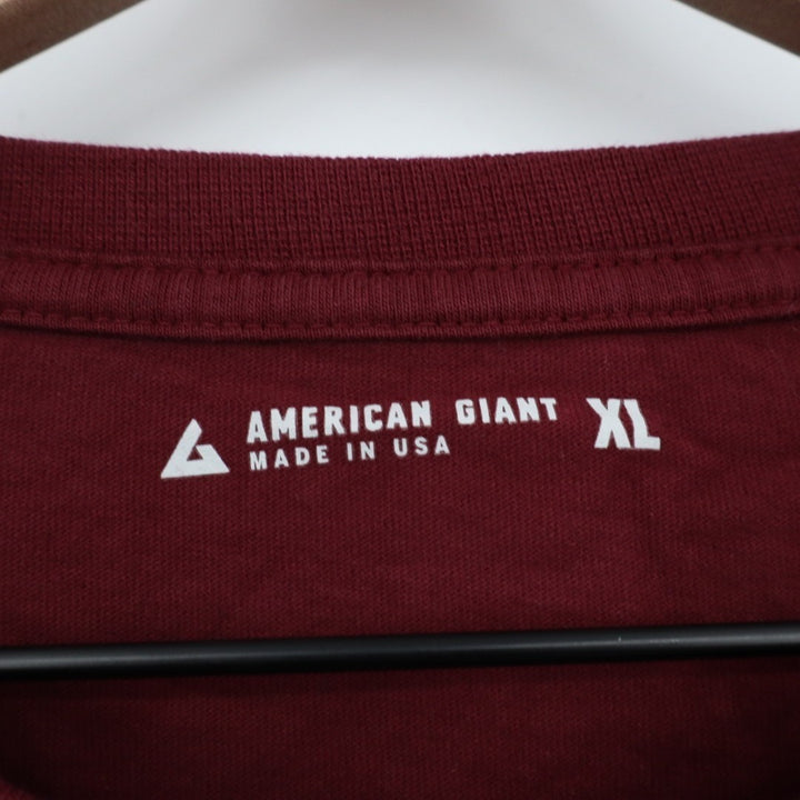 American Giant Tee Shirt Mens XL Cherry Red Jersey Cotton Ribbed Cuffs Casual