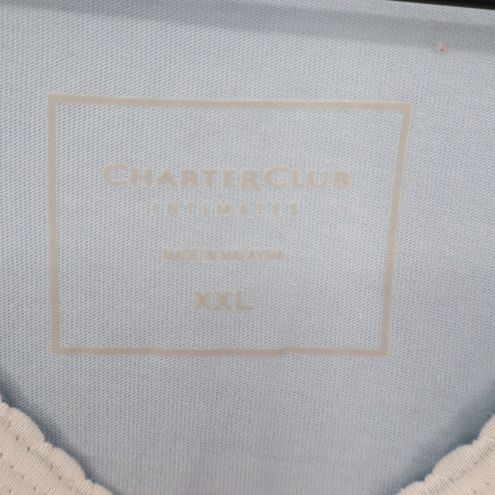 Charter Club Intimates Pajama Shirt Women 2XL Blue Cotton Round Neck Long Sleeve