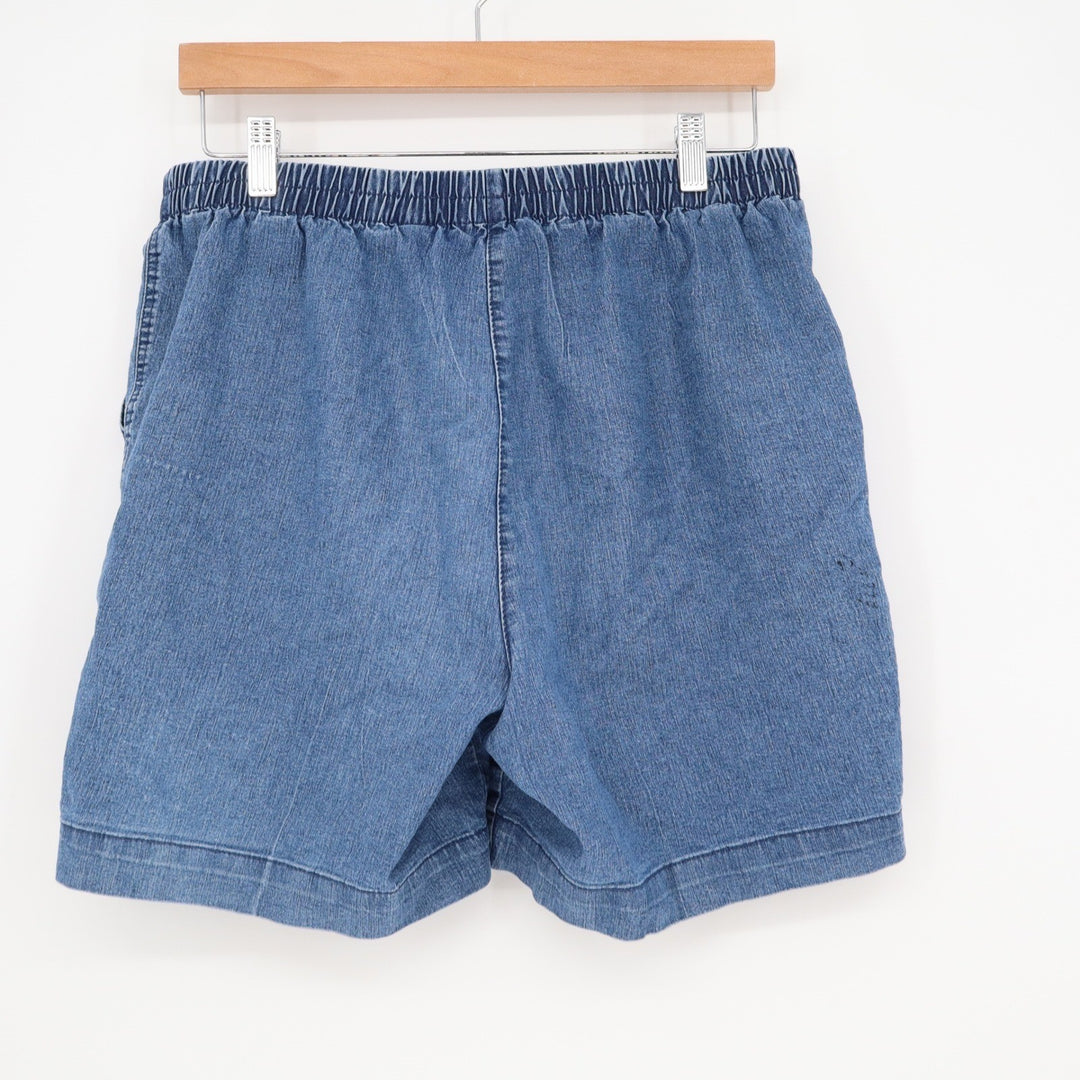 Alia Petite Blue Denim Elastic Waist Shorts Womens Size 12P Medium Wash Stretch
