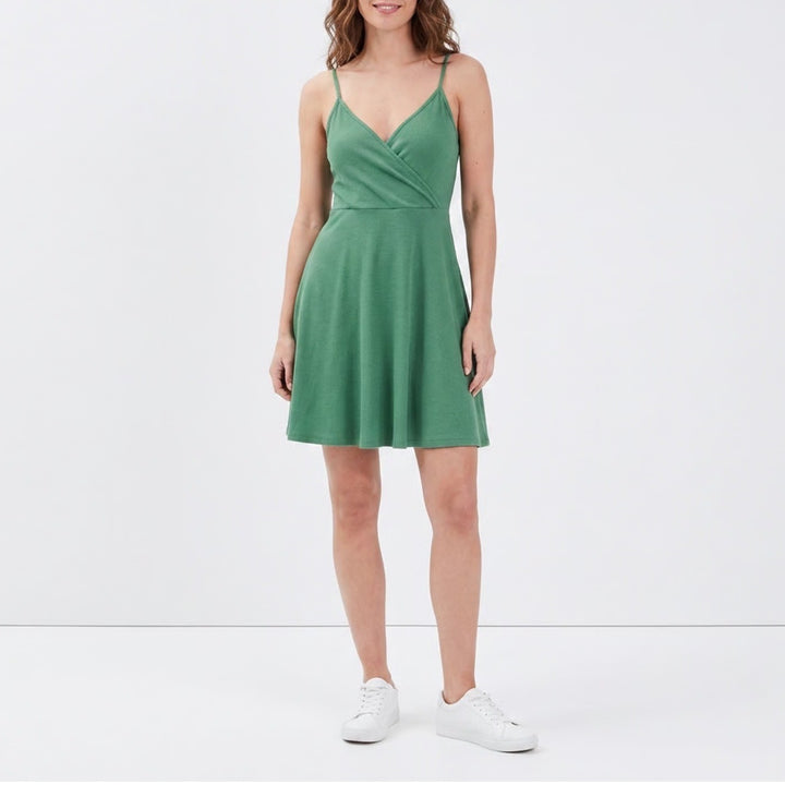 Wild Fable Mini Dress Womens Medium Green Cotton Stretch Ribbed Spaghetti Strap
