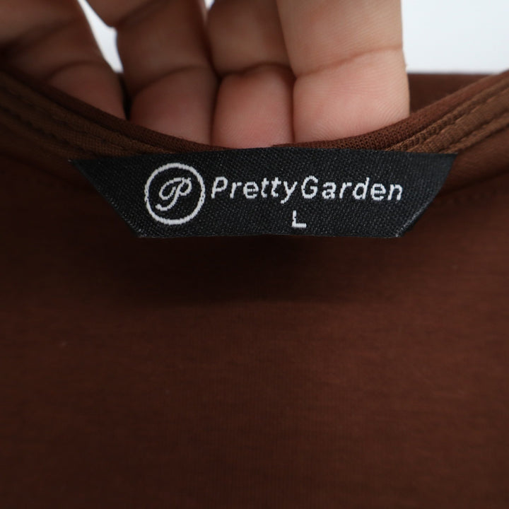 PrettyGarden Brown Sleeveless Boat Neck Sheath Mini Dress Size L