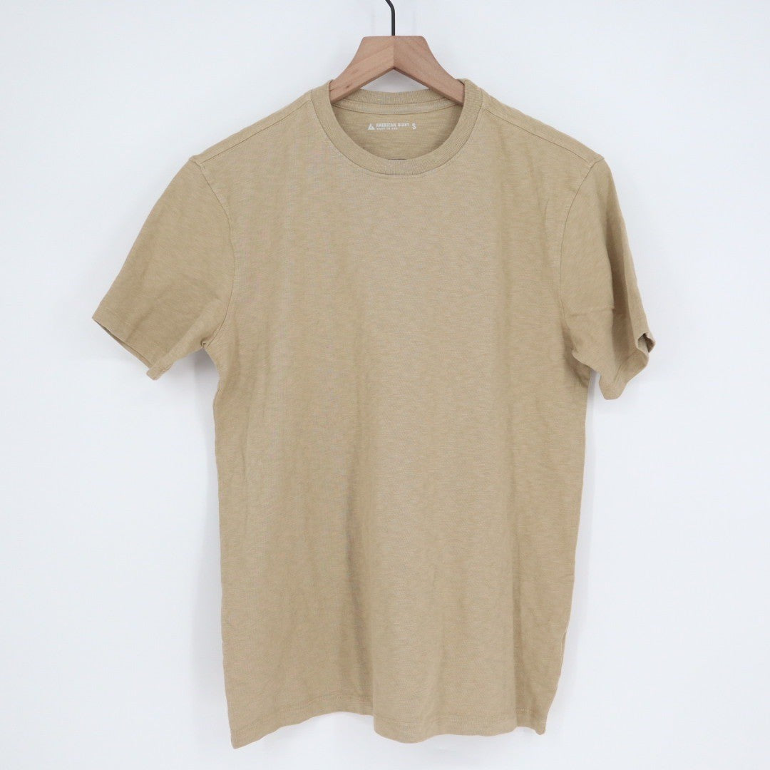 American Giant Crew Neck T Shirt Tan Size S Made in USA Cotton