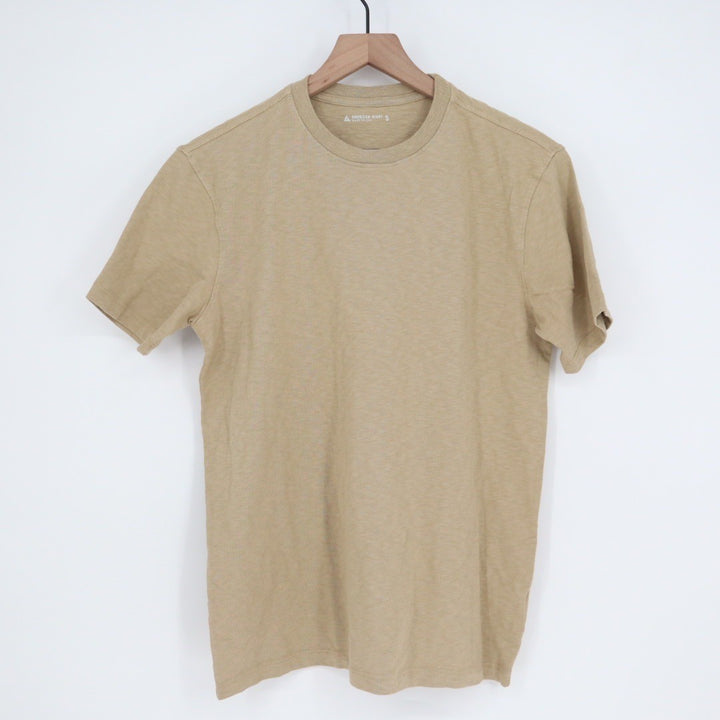 American Giant Crew Neck T Shirt Tan Size S Made in USA Cotton