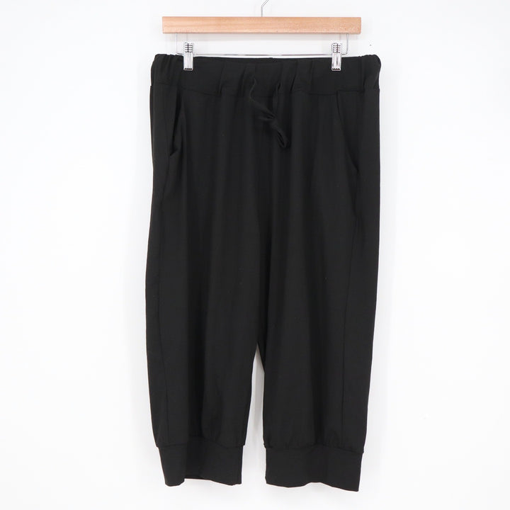 Unbranded Black Cropped Jogger Pants Capri Drawstring Waist XL