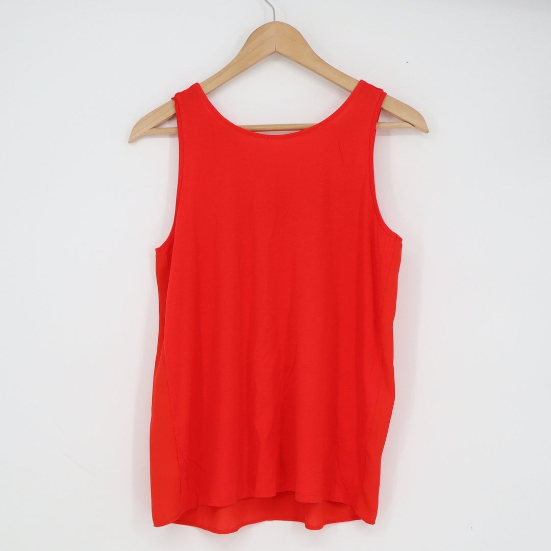 LOFT Womens Red Tie Back Sleeveless Tank Top Scoop Neck Cotton Modal Blend Small
