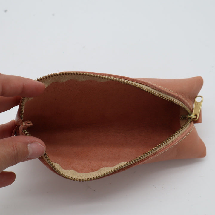 Portland Leather Goods Small Makeup Pouch Pencil Case Terracotta Brown Leather