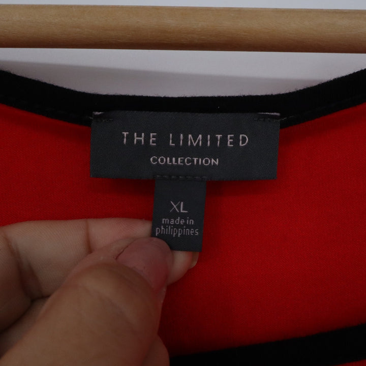 The Limited Collection Red Long Sleeve Scoop Neck Blouse Black Trim XL