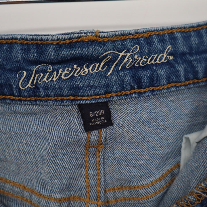 Universal Thread Womens Blue Denim Cut Off Shorts Medium Wash Frayed Hem Size 8