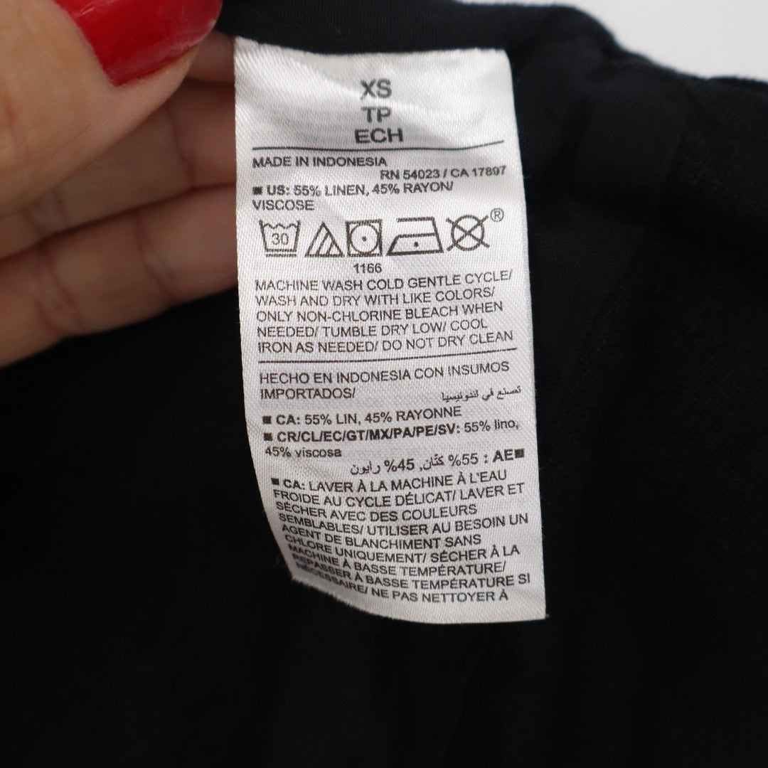 Old Navy Womens Black Linen Blend Wrap Sleeveless V-Neck Tie Top XS