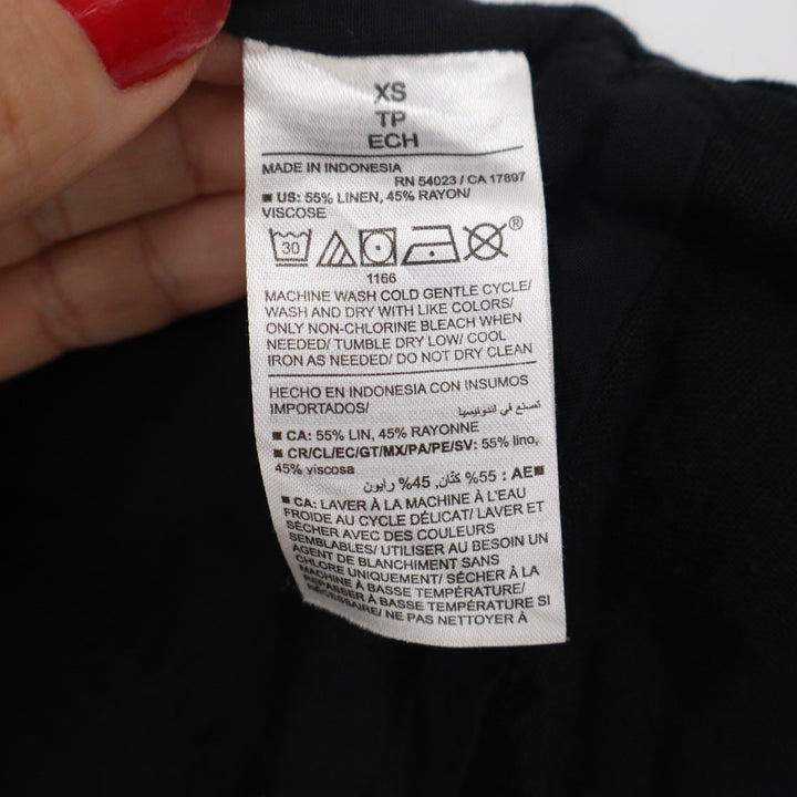 Old Navy Womens Black Linen Blend Wrap Sleeveless V-Neck Tie Top XS