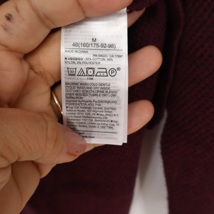 GAP Mens Waffle Knit Raglan Sweater Burgundy Red Crew Neck Size M
