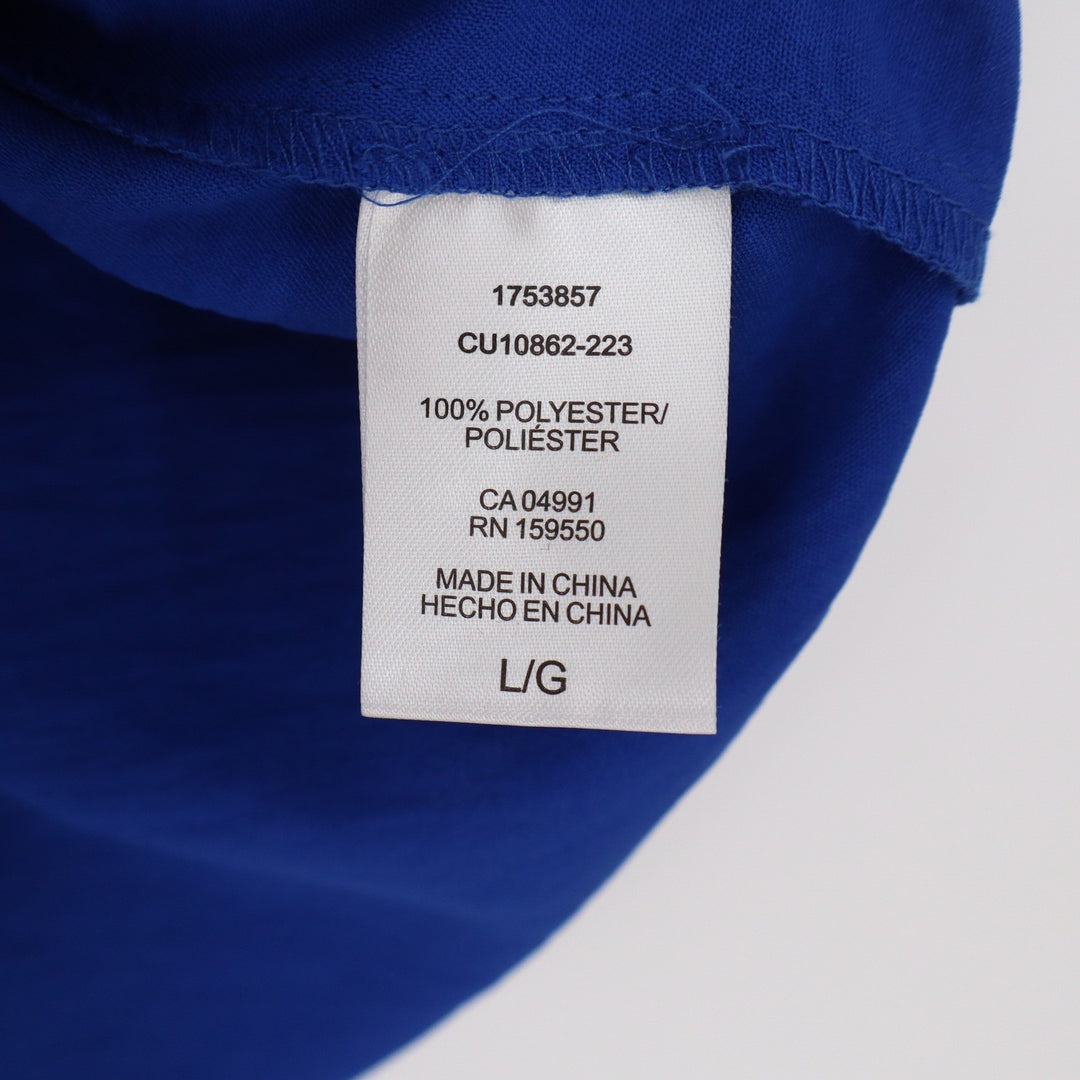 Hilary Radley Royal Blue Short Sleeve Notched Collar Blouse Large