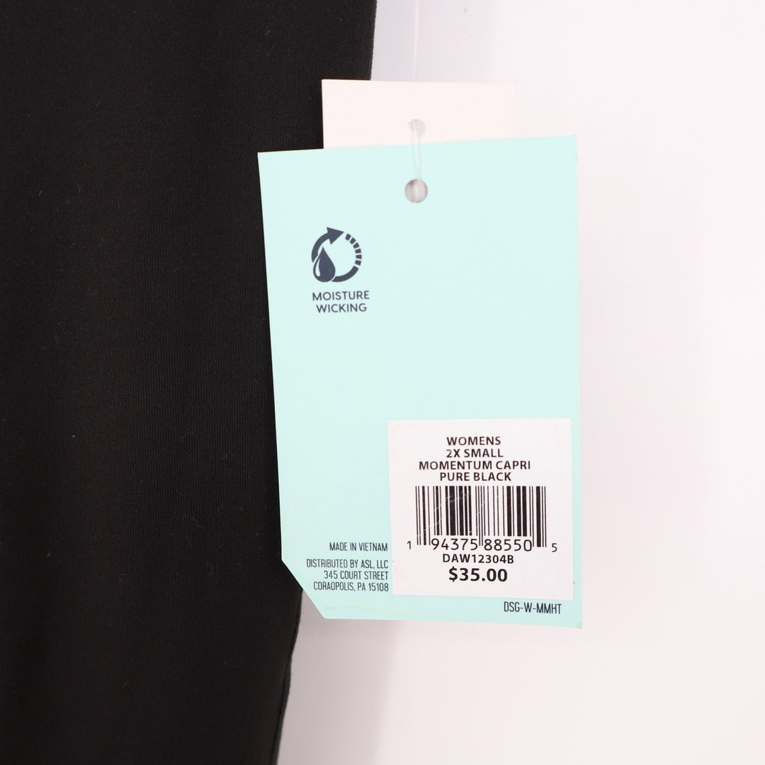 DSG Momentum Womens High Rise Capri Leggings Pure Black Size 2XS NWT