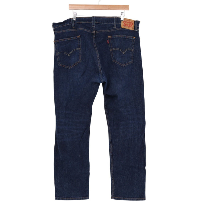 Levi's 505 Jeans Mens 42x30 Blue Whiskering Denim Preppy Dark Wash Straight Leg