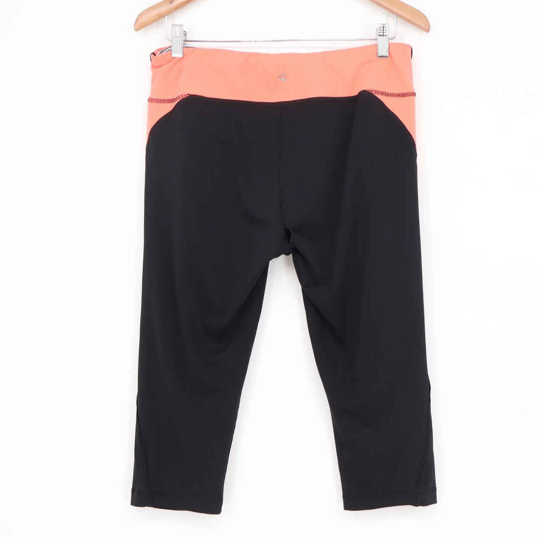 90 Degree by Reflex Womens XL Capri Leggings Black Coral Athletic Pants