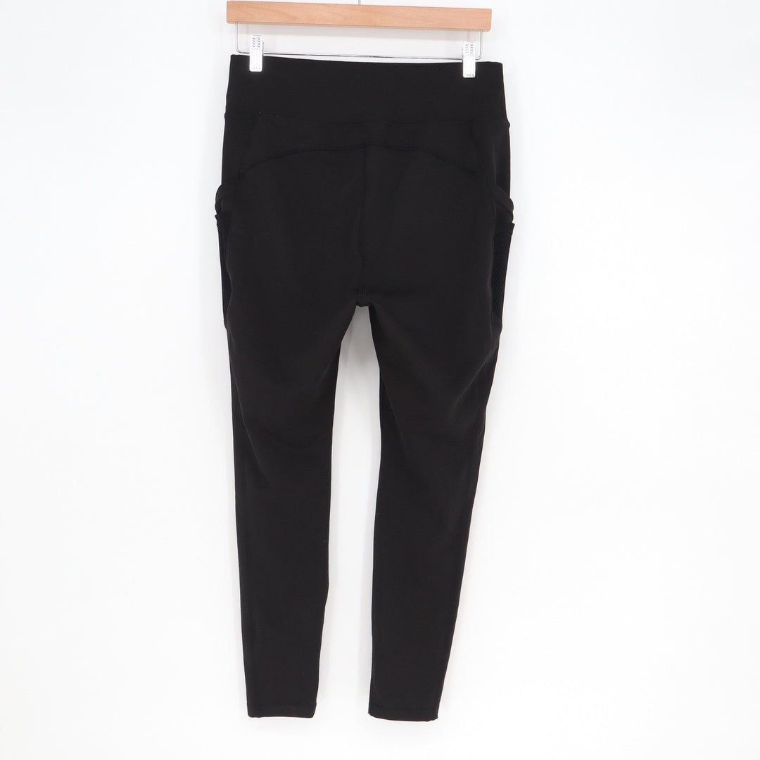 Pop Fit Womens XL Black High Waisted Activewear Leggings with Mesh Side Pockets