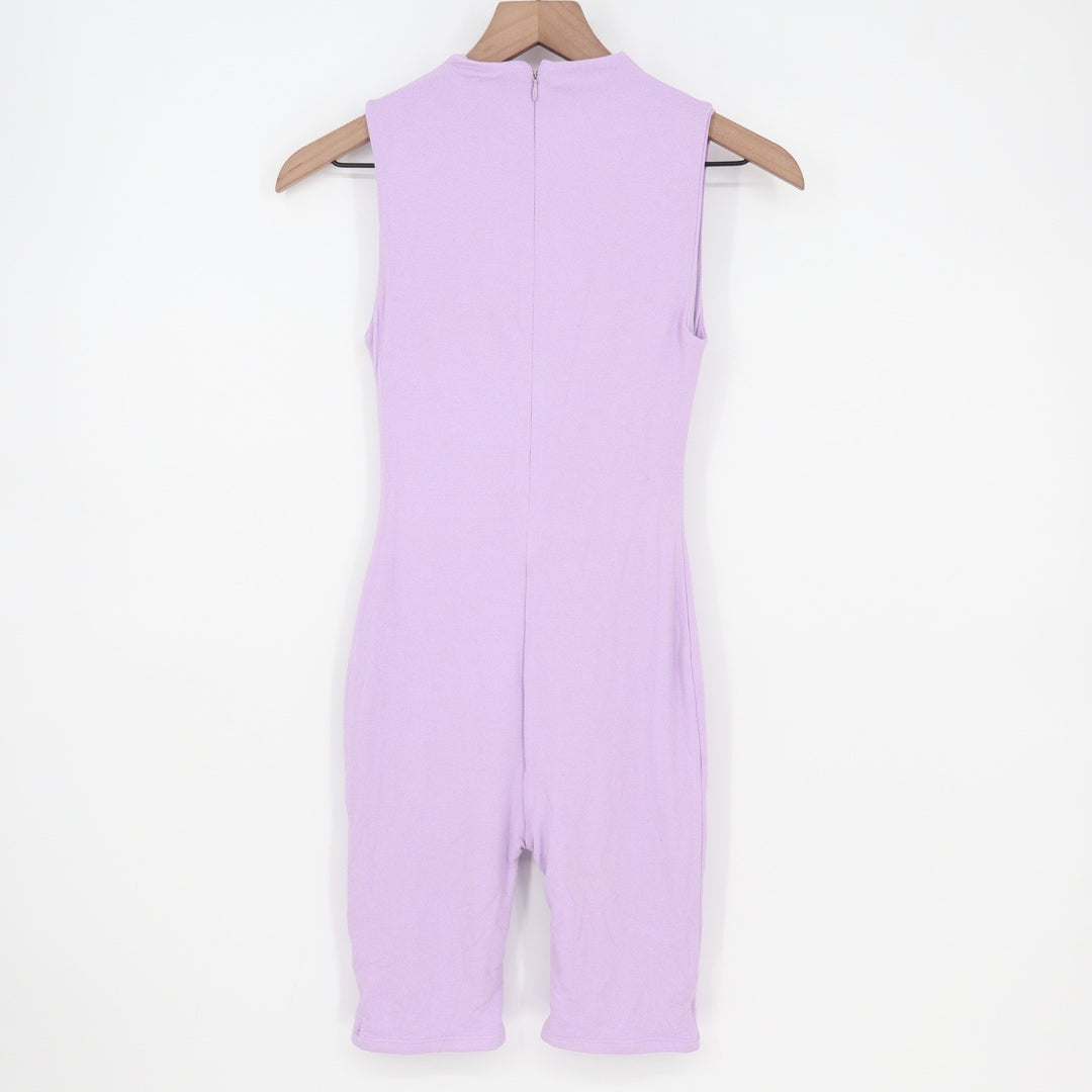 Naked Wardrobe Baby Mama Lavender Mock Neck Sleeveless Romper Small