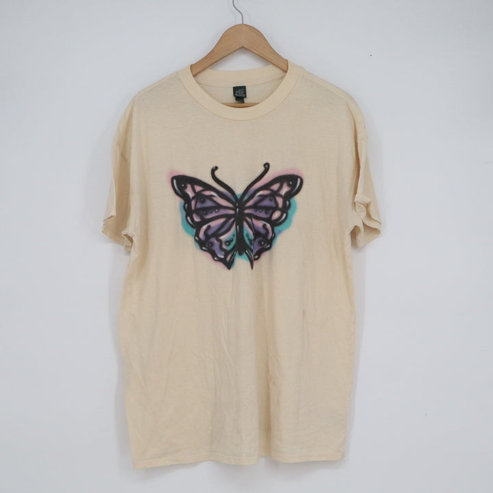Wild Fable Womens Butterfly Graphic T-Shirt Cream Short Sleeve Y2K Medium