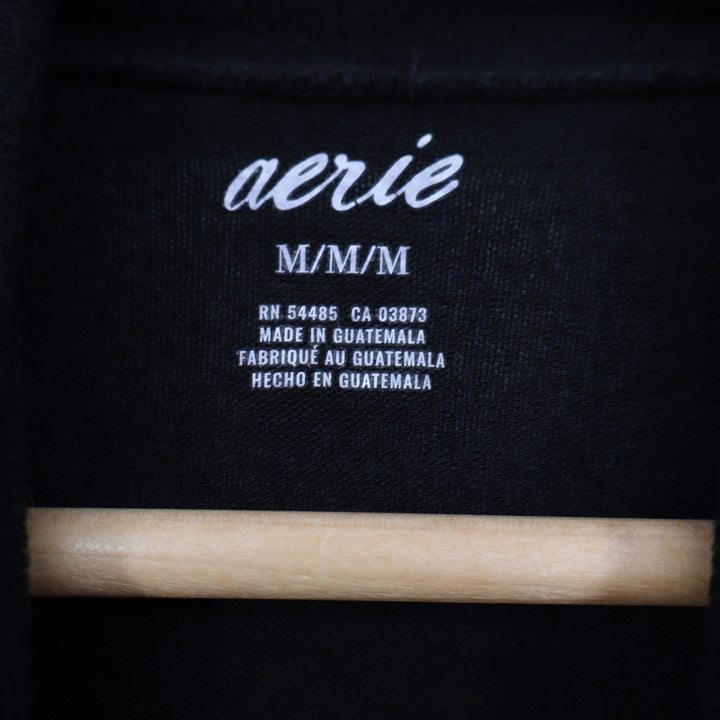 Aerie Womens Black Turtleneck Oversized Knit Sweater Side Slit Size M