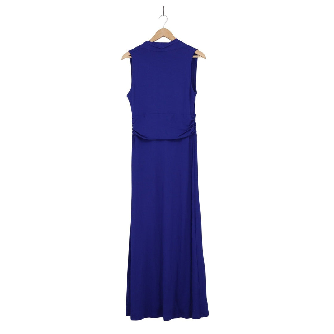 Vince Camuto Royal Blue V-Neck Sleeveless Ruched Maxi Dress Small