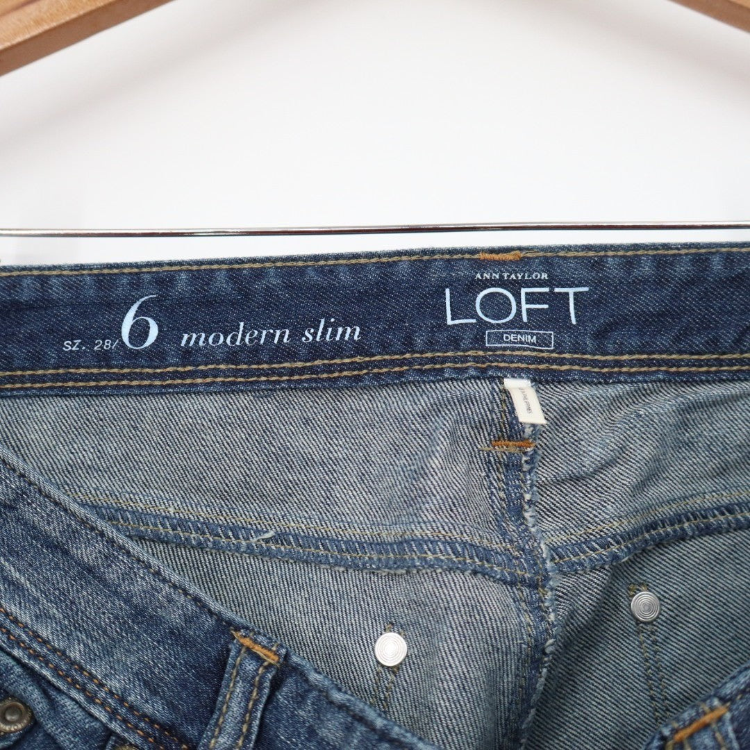Ann Taylor Loft Modern Slim Jeans Womens 6 Blue Denim Cotton Stretch Skinny Leg