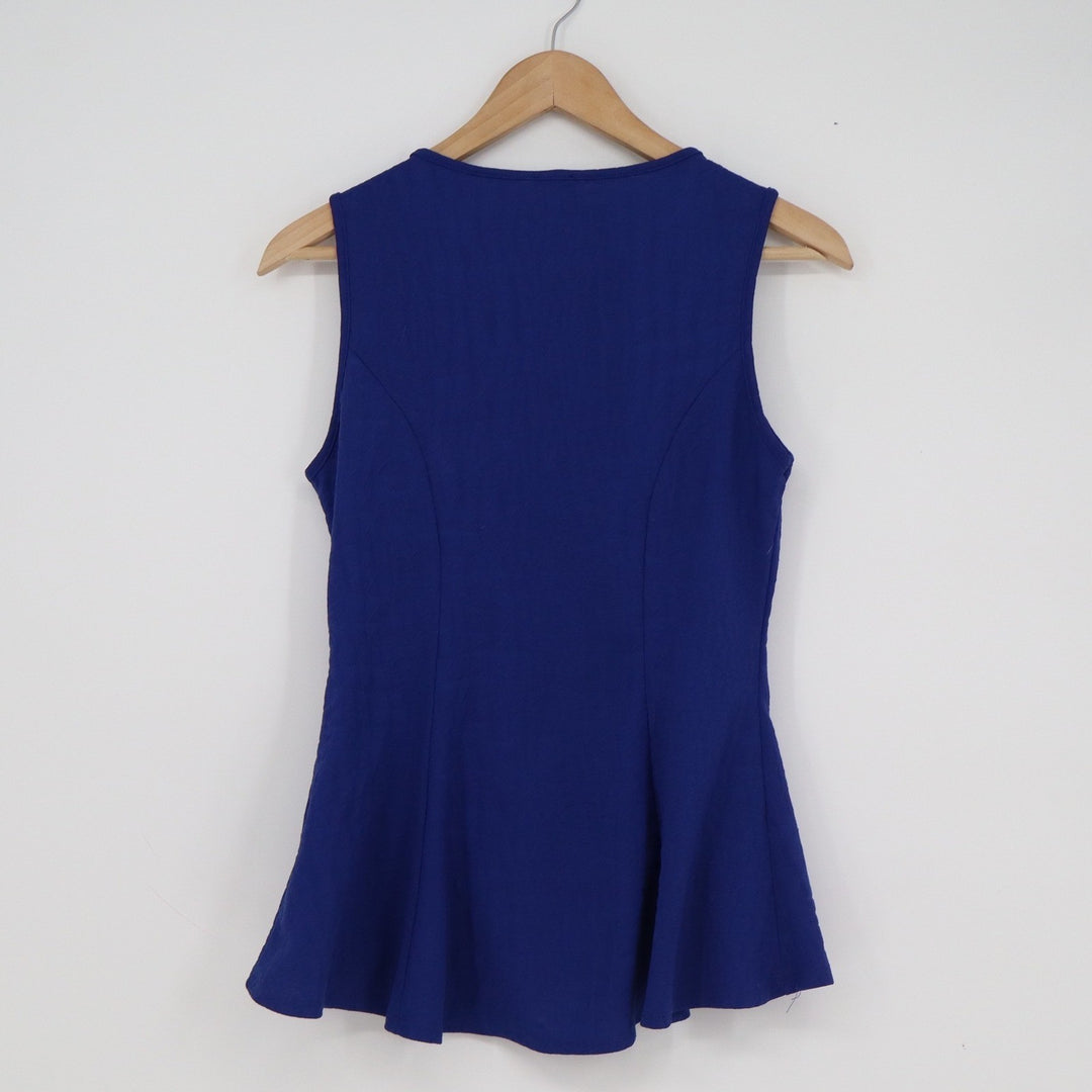 2B Bebe Womens Cutout Cage Neck Peplum Top Forbidden Blue Size M