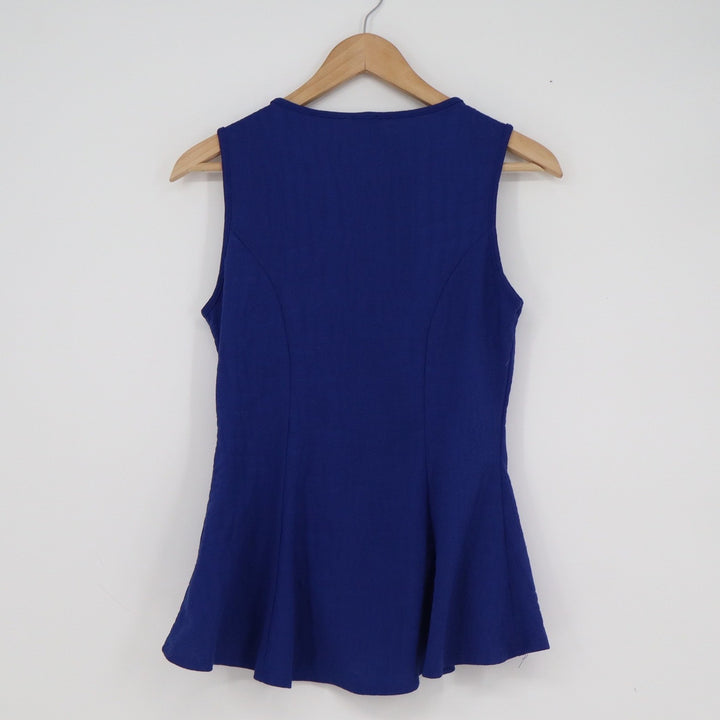 2B Bebe Womens Cutout Cage Neck Peplum Top Forbidden Blue Size M