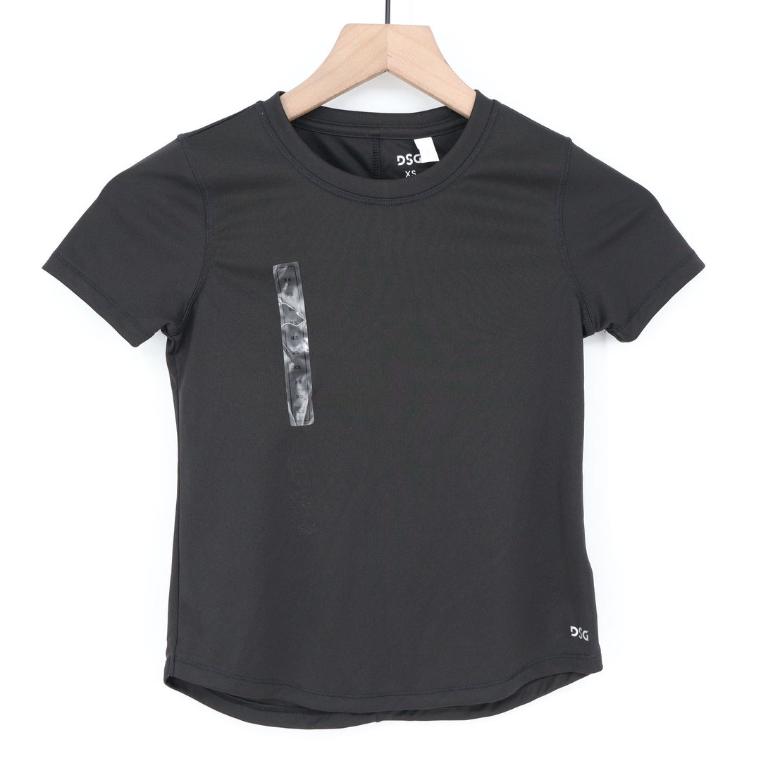 DSG Girls XS 6-7 Black Performance Short Sleeve Tee Solid Active Top