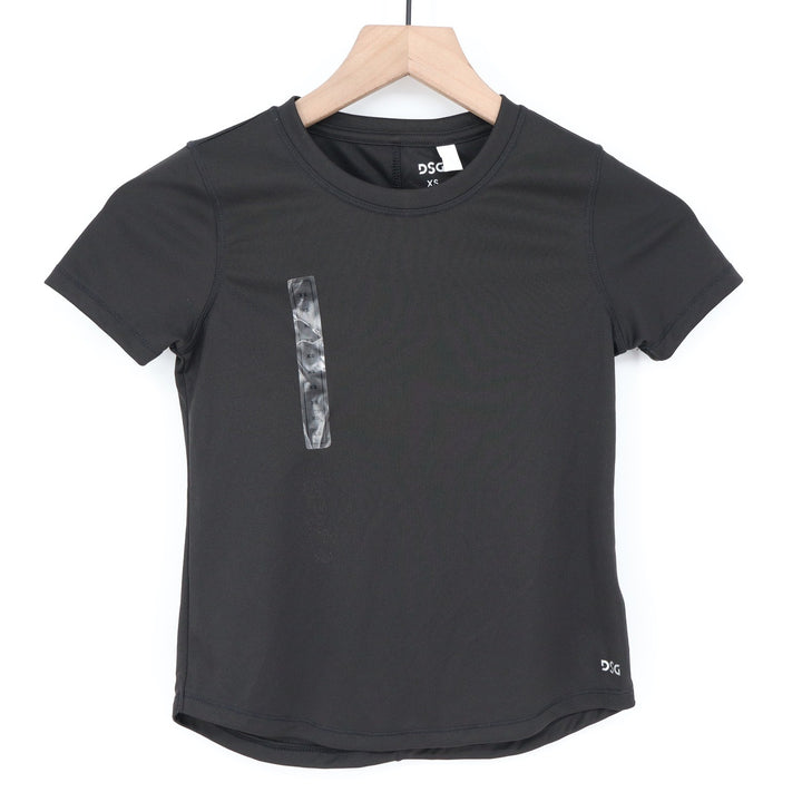 DSG Girls XS 6-7 Black Performance Short Sleeve Tee Solid Active Top