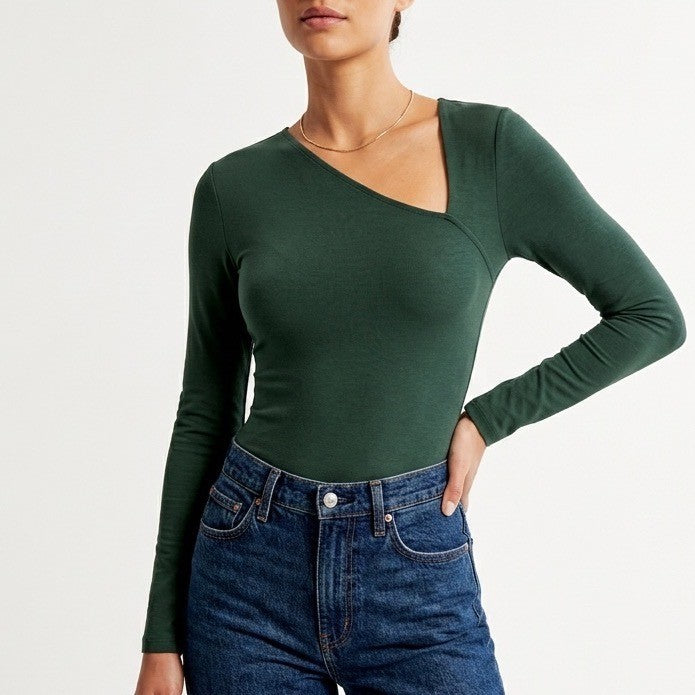Abercrombie & Fitch Bodysuit Womens XS Emerald Green Stretch Casual Long Sleeve