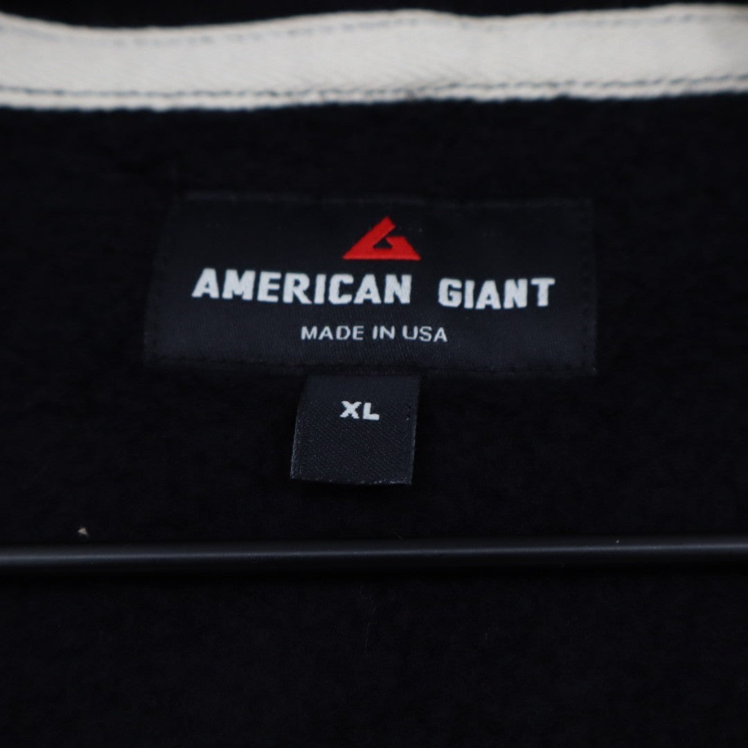 American Giant Hoodie Mens Medium Black Fleece Full Zip Long Sleeve Cotton Logo