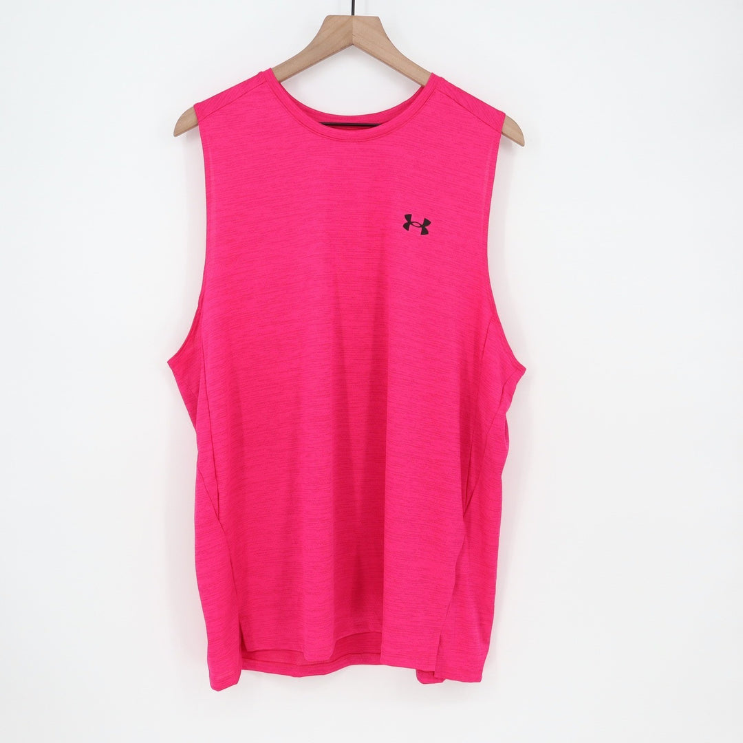 Under Armour Mens Tech Vent Tank Pink Heathered Training Gym Shirt XL
