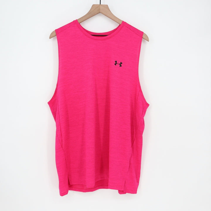 Under Armour Mens Tech Vent Tank Pink Heathered Training Gym Shirt XL