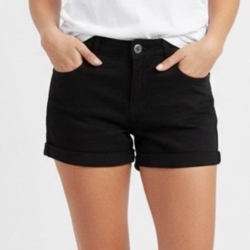 H&M Black Denim High Rise Cuffed Shorts Size 6