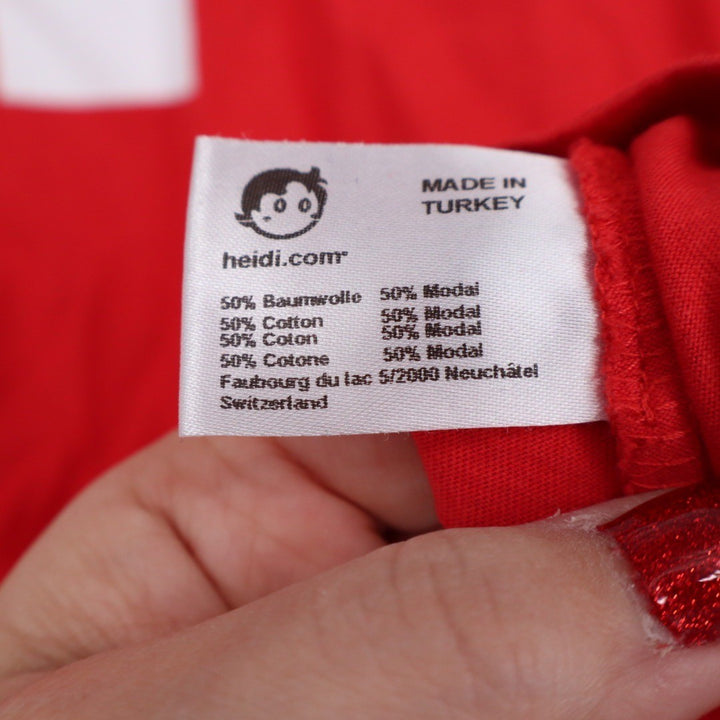 Heidi com Red Swiss Flag V Neck T Shirt XL Cotton Modal Made in Turkey