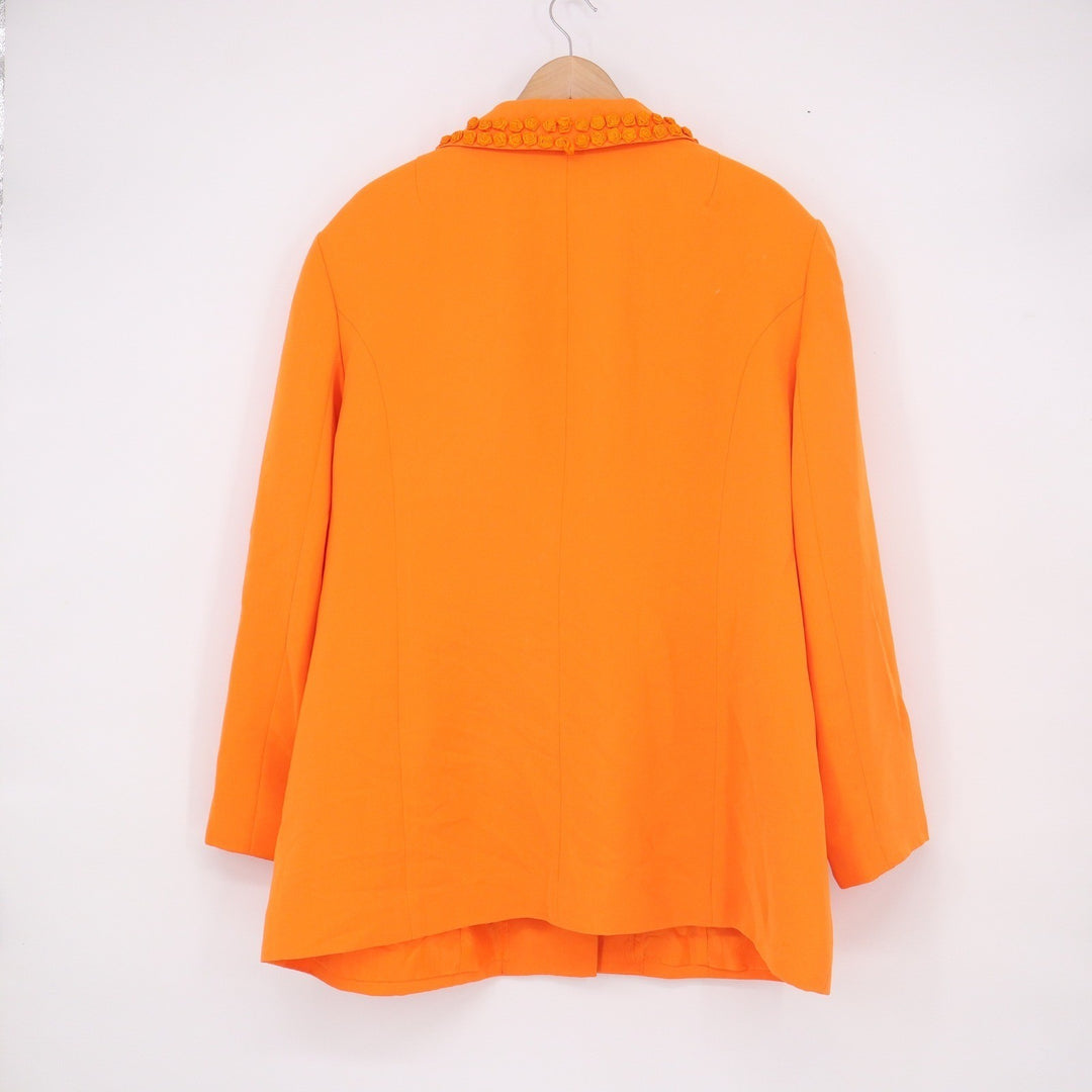 EMR Suits Orange Rosette Trim 2 Piece Skirt Suit Set Plus Size 22W Blazer Skirt